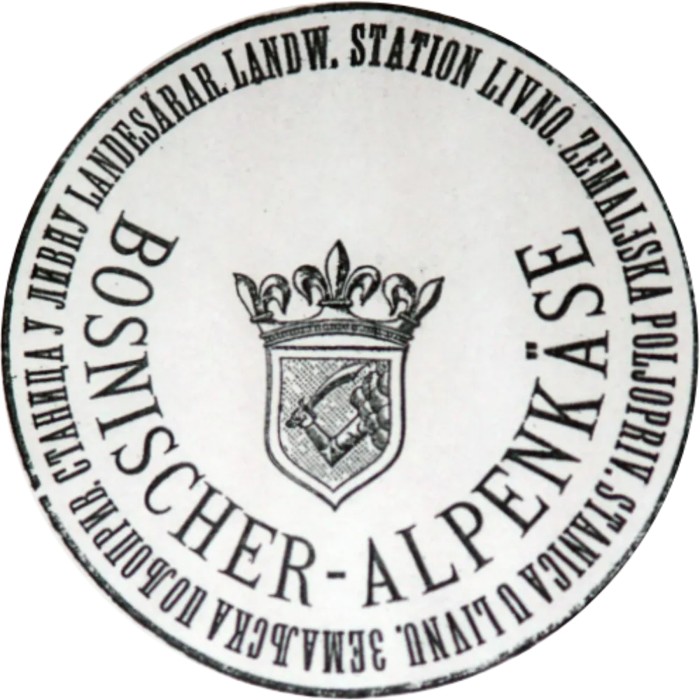 Original Bosnischer Alpenkäse seal from the Livno agricultural station